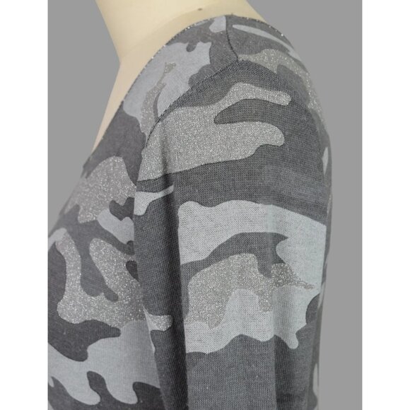 BRAND BAZAR MADE IN ITALY CAMO PRINT METALLIC TOP - Picture 3 of 7